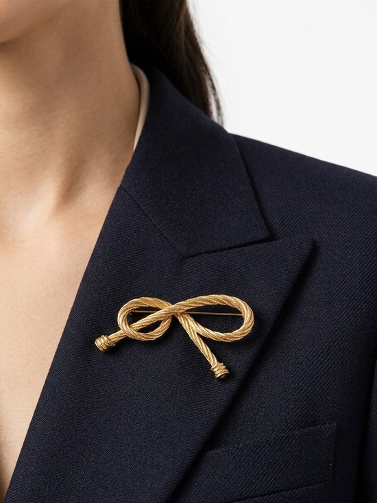 Jewelry - Gold Rope Bow Brooch - Designer Style Women's Jewelry